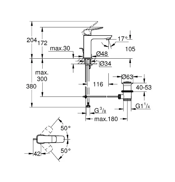 Grohe - Dice - Mosdó csaptelep - 1018320000 – 2. kép