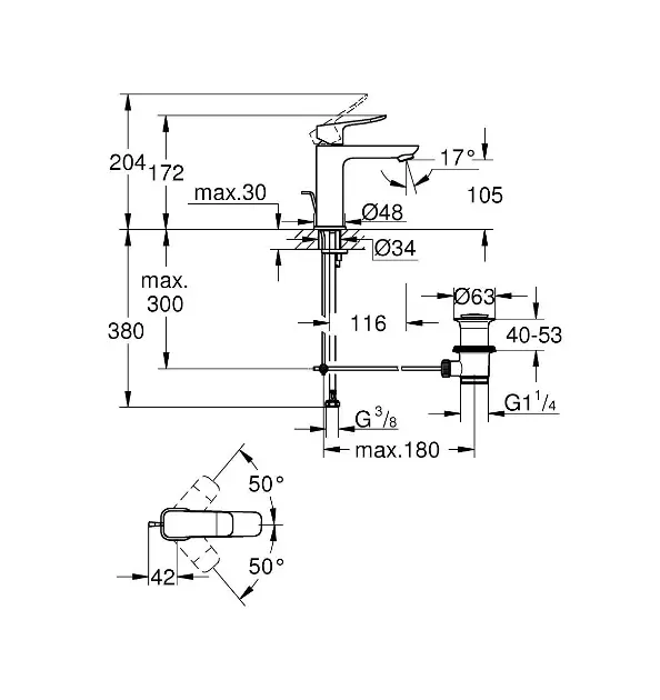 Grohe - Dice - Mosdó csaptelep - 1018322430 – 2. kép