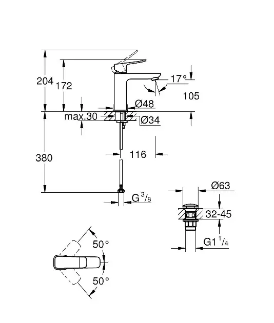Grohe - Dice - Mosdó csaptelep - 1018330000 – 2. kép