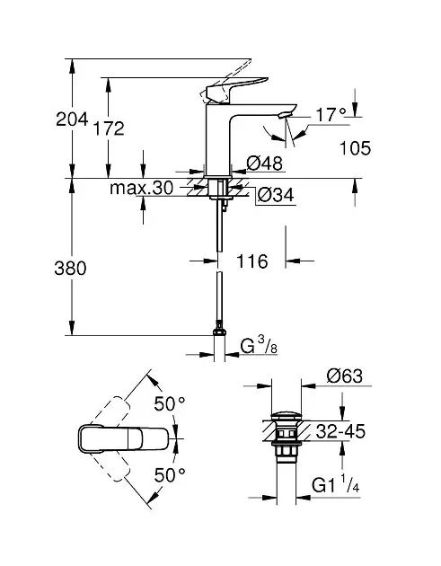 Grohe - Dice - Mosdó csaptelep - 1018332430 – 2. kép