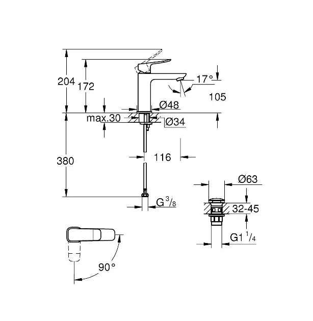 Grohe - Dice - Mosdó csaptelep - 1018360000 – 2. kép