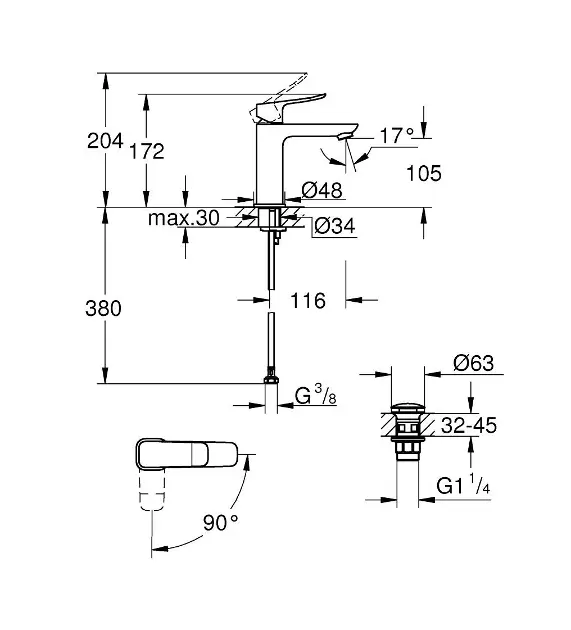 Grohe - Dice - Mosdó csaptelep - 1018362430 – 2. kép