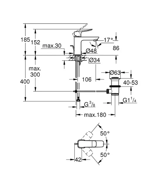 Grohe - Dice - Mosdó csaptelep - 1018560000 – 2. kép