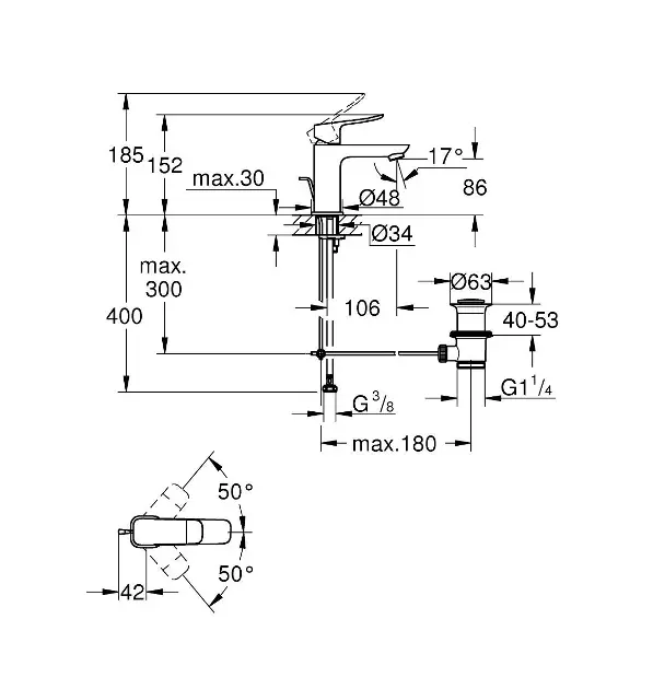 Grohe - Dice - Mosdó csaptelep - 1018562430 – 2. kép
