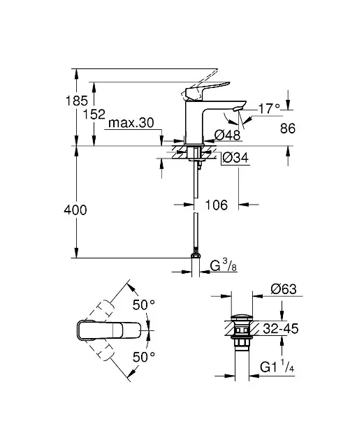 Grohe - Dice - Mosdó csaptelep - 1018570000 – 2. kép