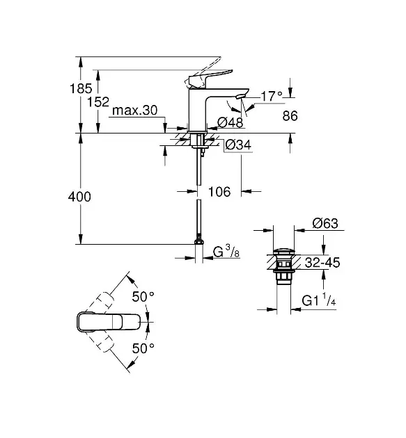 Grohe - Dice - Mosdó csaptelep - 1018572430 – 2. kép