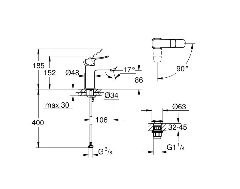 Grohe - Dice - Mosdó csaptelep - 1018612430 – 2. kép