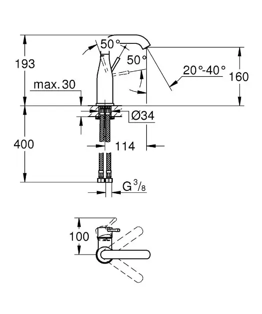 Grohe - Essence - Mosdó csaptelep - 23463001 – 2. kép