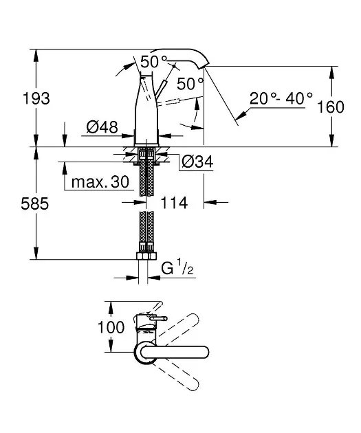 Grohe - Essence - Mosdó csaptelep - 23488001 – 2. kép