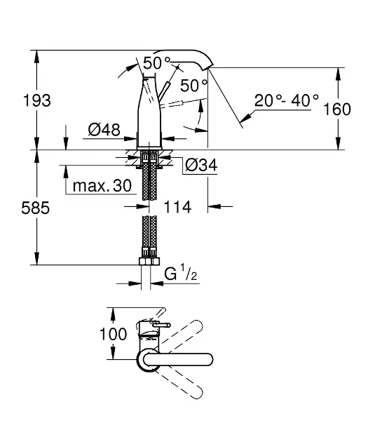 Grohe - Essence - Mosdó csaptelep - 23488A01 – 2. kép