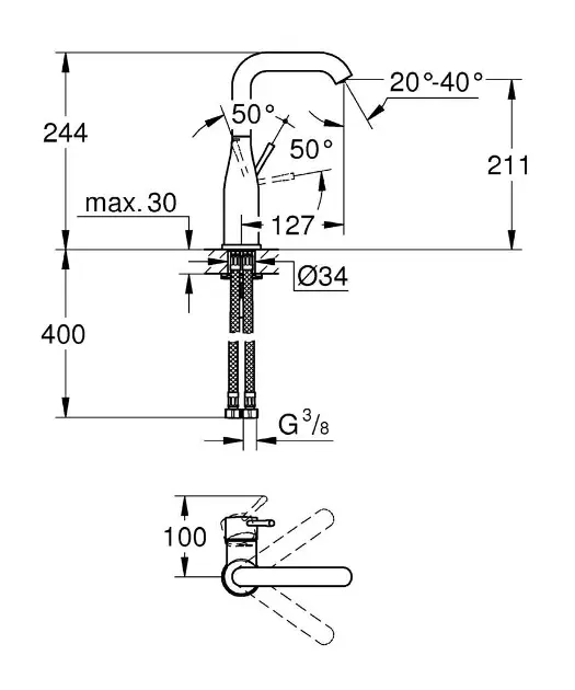Grohe - Essence - Mosdó csaptelep - 23541001 – 2. kép