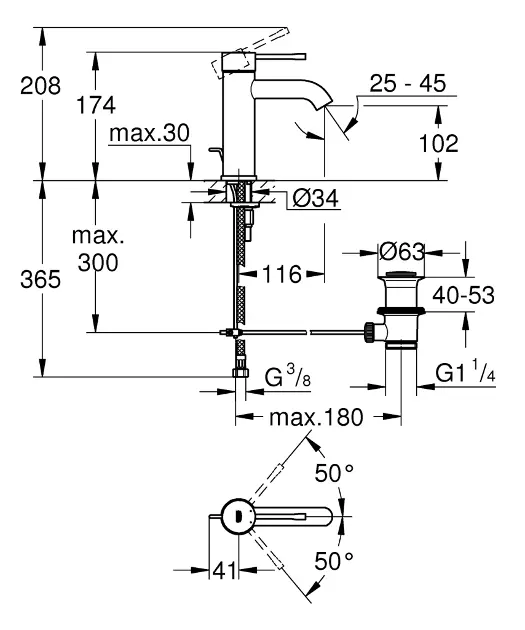 Grohe - Essence - Mosdó csaptelep - 23589AL1 – 2. kép