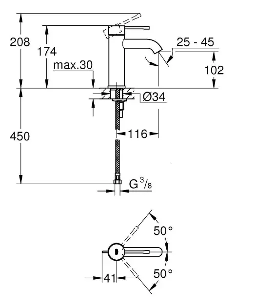 Grohe - Essence - Mosdó csaptelep - 23590001 – 2. kép