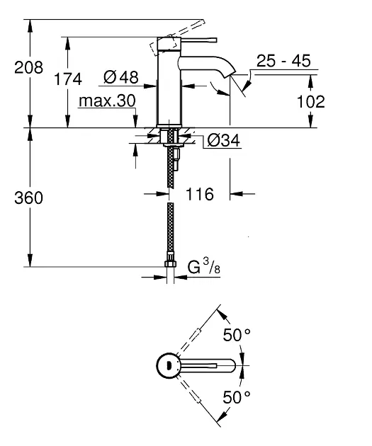 Grohe - Essence - Mosdó csaptelep - 23590DC1 – 2. kép