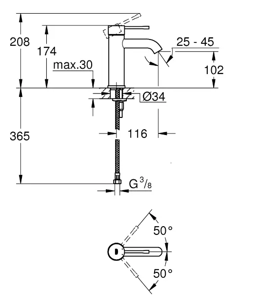 Grohe - Essence - Mosdó csaptelep - 23590GL1 – 2. kép