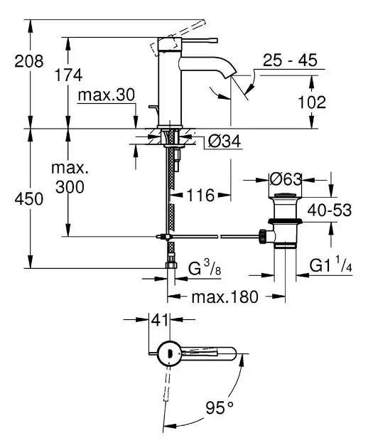 Grohe - Essence - Mosdó csaptelep - 23591001 – 2. kép
