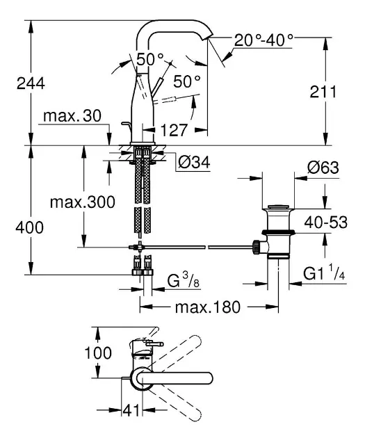 Grohe - Essence - Mosdó csaptelep - 32628001 – 2. kép