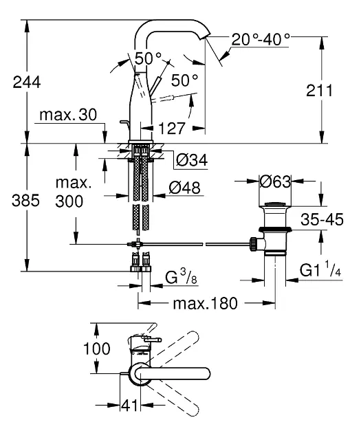 Grohe - Essence - Mosdó csaptelep - 32628DC1 – 2. kép
