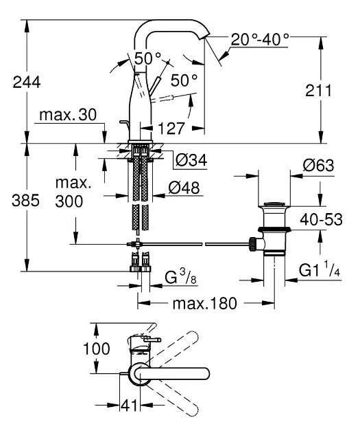 Grohe - Essence - Mosdó csaptelep - 32628GL1 – 2. kép