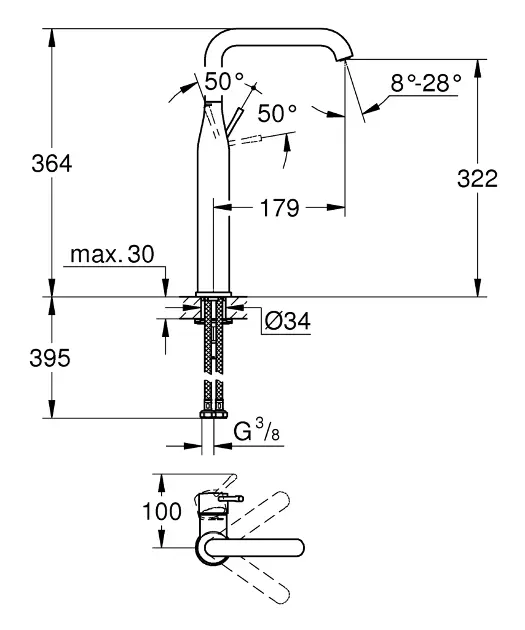 Grohe - Essence - Mosdó csaptelep - 32901A01 – 2. kép