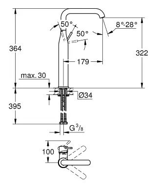 Grohe - Essence - Mosdó csaptelep - 32901DC1 – 2. kép