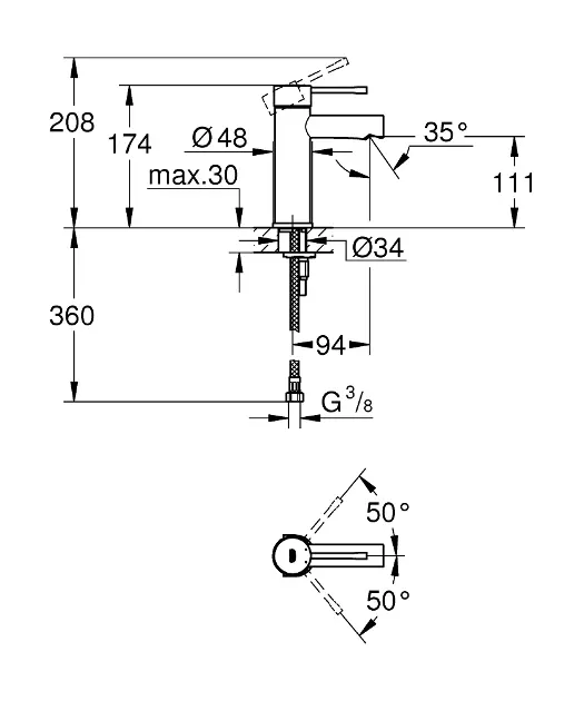 Grohe - Essence - Mosdó csaptelep - 34294001 – 2. kép