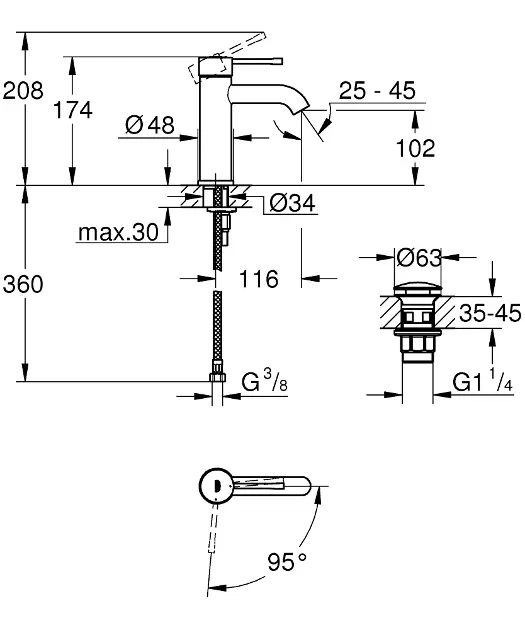 Grohe - Essence New - Mosdó csaptelep - 23797001 – 2. kép