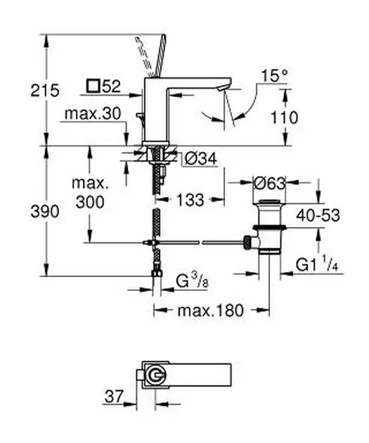 Grohe - Eurocube Joy - Mosdó csaptelep - 23657000 – 2. kép