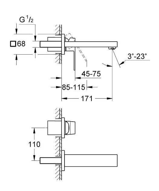 Grohe - Eurocube - Mosdó csaptelep - 19895000 – 2. kép
