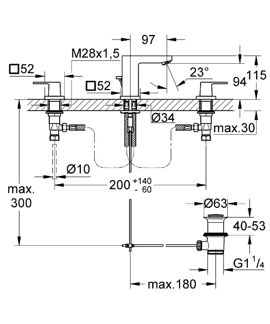 Grohe - Eurocube - Mosdó csaptelep - 20351AL0 – 2. kép