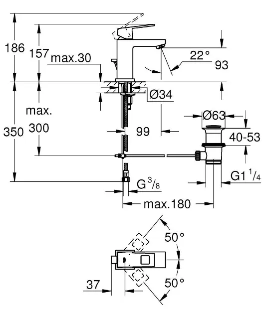 Grohe - Eurocube - Mosdó csaptelep - 2312700E – 2. kép