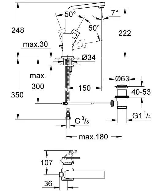 Grohe - Eurocube - Mosdó csaptelep - 2313500E – 2. kép