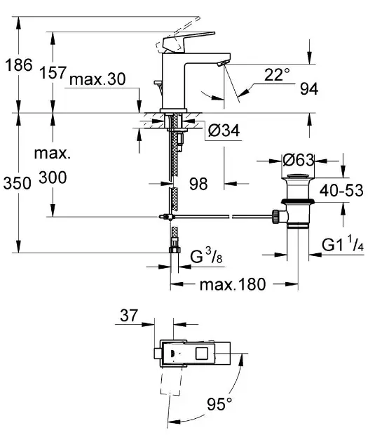 Grohe - Eurocube - Mosdó csaptelep - 2339000E – 2. kép