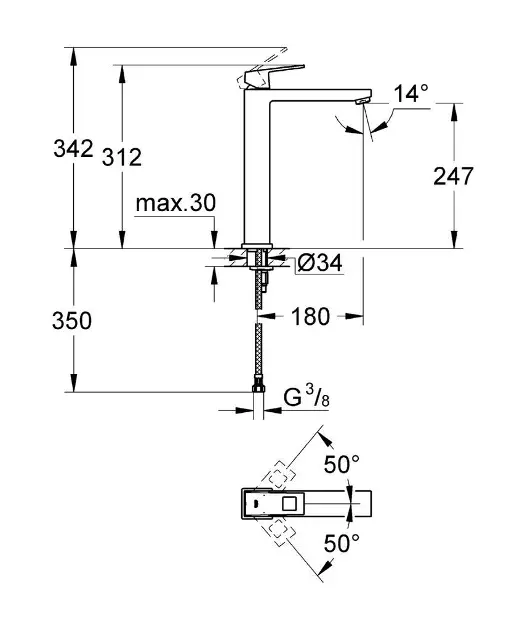 Grohe - Eurocube - Mosdó csaptelep - 23406000 – 2. kép