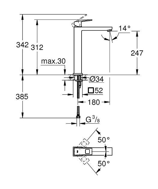 Grohe - Eurocube - Mosdó csaptelep - 23406DC0 – 2. kép