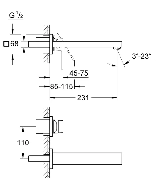 Grohe - Eurocube - Mosdó csaptelep - 23447DC0 – 2. kép