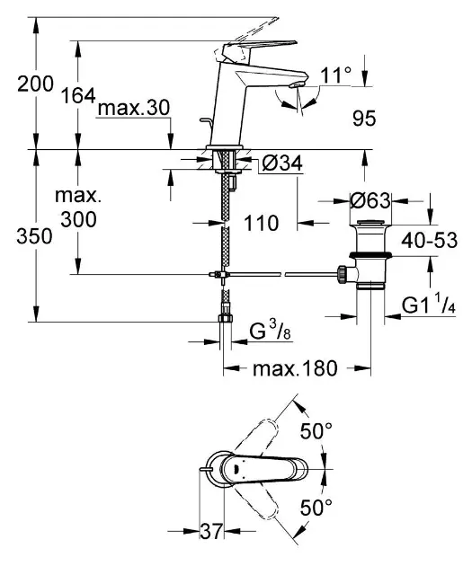 Grohe - Eurodisc Cosmopolitan - Mosdó csaptelep - 23049002 – 2. kép