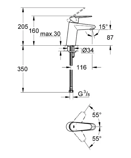 Grohe - Eurodisc Cosmopolitan - Mosdó csaptelep - 3246920E – 2. kép