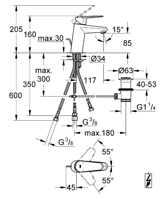 Grohe - Eurodisc Cosmopolitan - Mosdó csaptelep - 33177002 – 2. kép