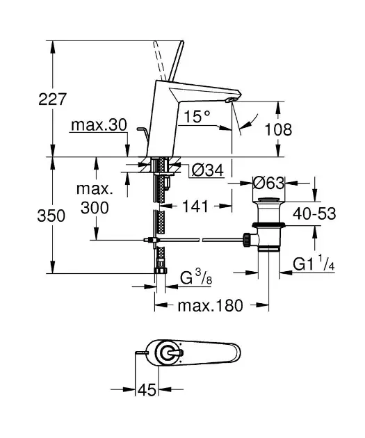 Grohe - Eurodisc Joy - Mosdó csaptelep - 23427000 – 2. kép