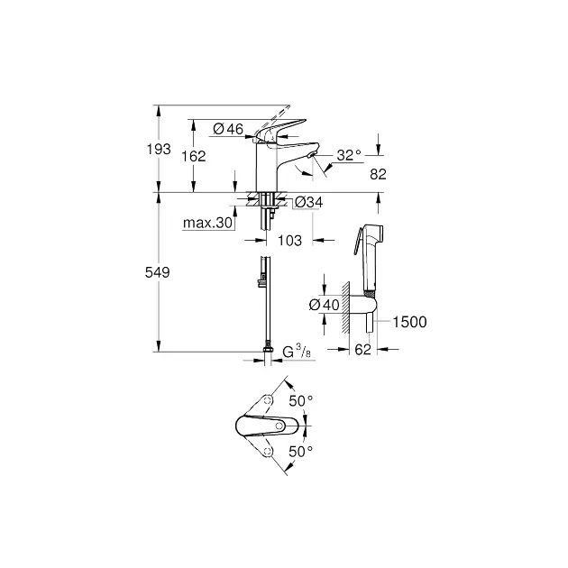 Grohe - Euroeco - Mosdó csaptelep - 24264001 – 2. kép