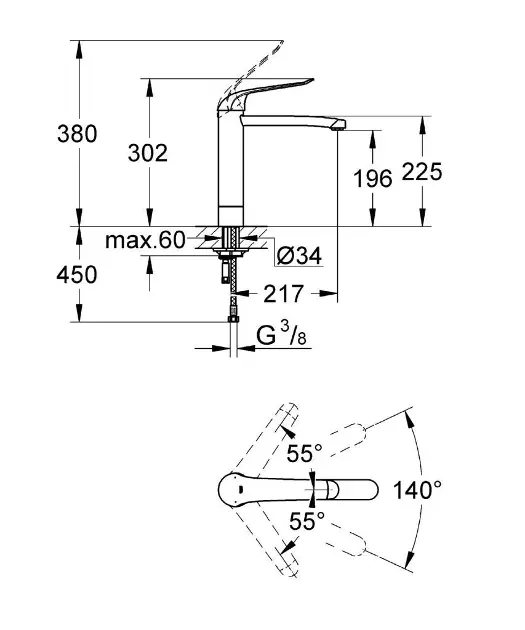 Grohe - Euroeco Special - Mosdó csaptelep - 30208000 – 2. kép