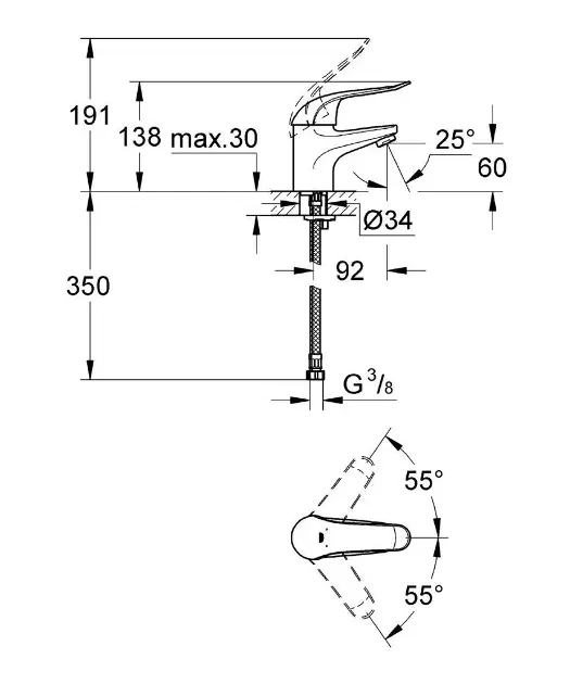 Grohe - Euroeco Special - Mosdó csaptelep - 32762000 – 2. kép