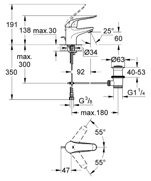 Grohe - Euroeco Special - Mosdó csaptelep - 32763000 – 2. kép