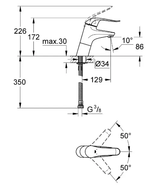 Grohe - Euroeco Special - Mosdó csaptelep - 32765000 – 2. kép