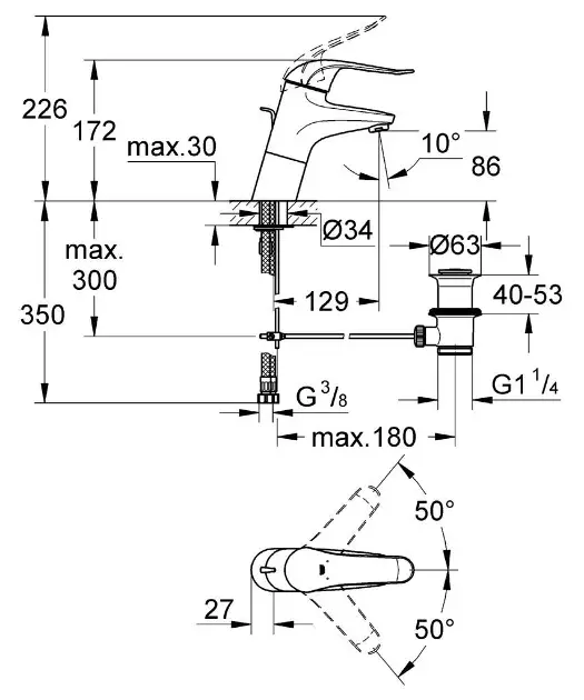 Grohe - Euroeco Special - Mosdó csaptelep - 32766000 – 2. kép