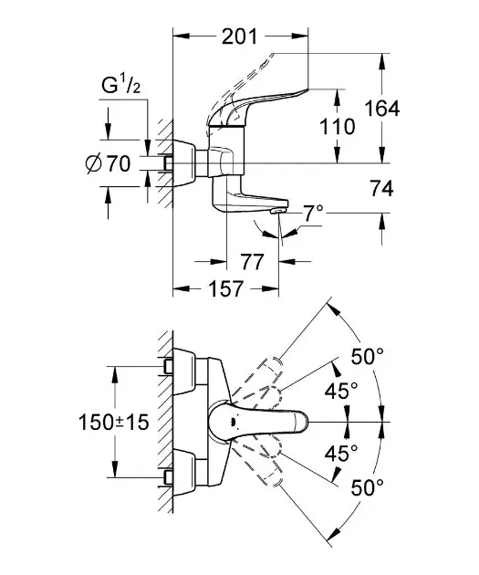 Grohe - Euroeco Special - Mosdó csaptelep - 32770000 – 2. kép