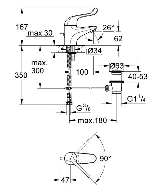 Grohe - Euroeco Special - Mosdó csaptelep - 32788000 – 2. kép