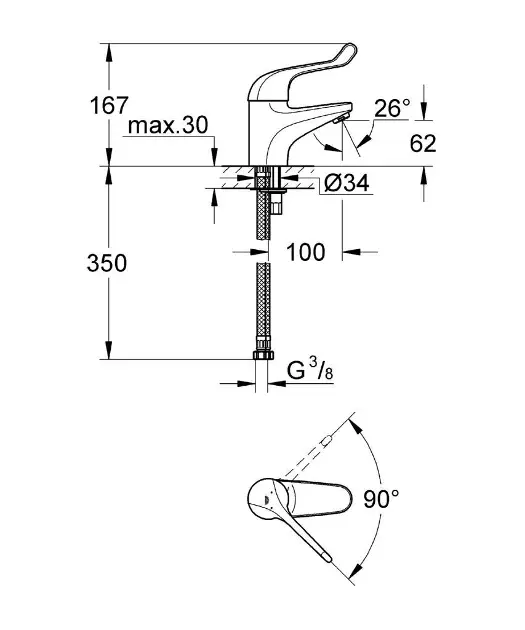 Grohe - Euroeco Special - Mosdó csaptelep - 32789000 – 2. kép