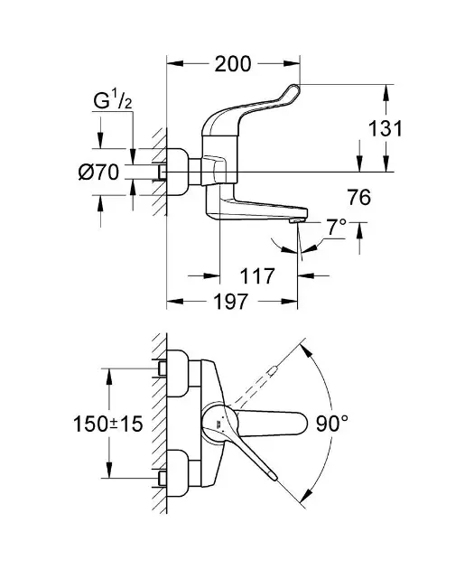 Grohe - Euroeco Special - Mosdó csaptelep - 32792000 – 2. kép